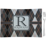 Modern Chic Argyle Rectangular Glass Appetizer / Dessert Plate - Single or Set (Personalized)