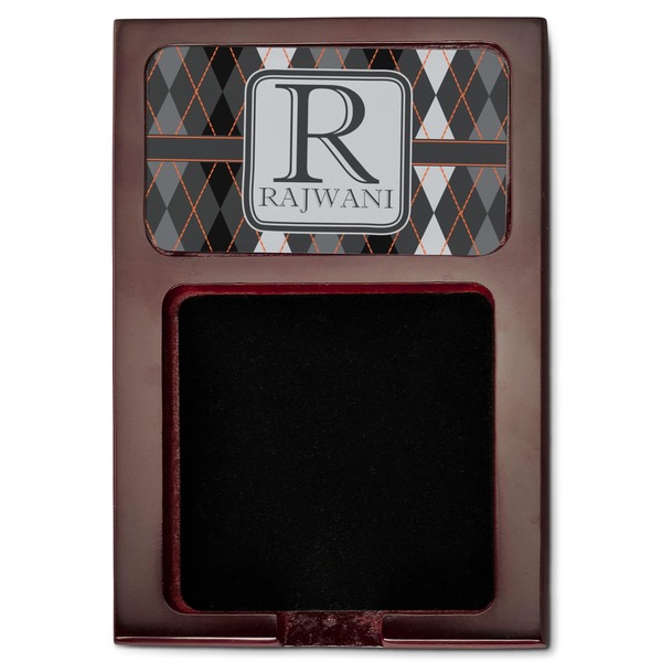 Modern Chic Argyle Red Mahogany Sticky Note Holder - Flat