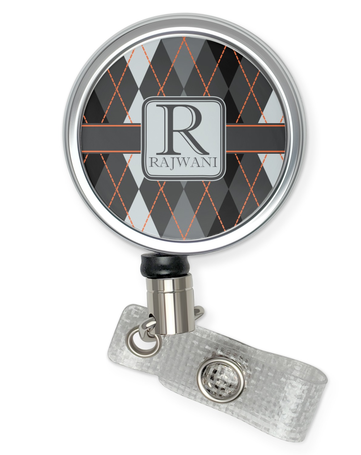 Custom Modern Chic Argyle Retractable Badge Reel (Personalized