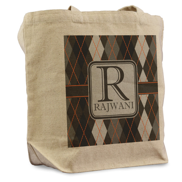 Custom Modern Chic Argyle Reusable Cotton Grocery Bag (Personalized)