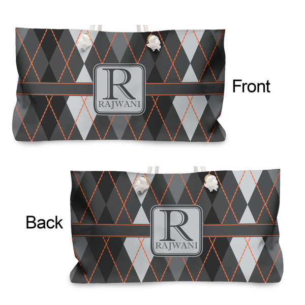 Modern Chic Argyle Large Rope Tote - From & Back View