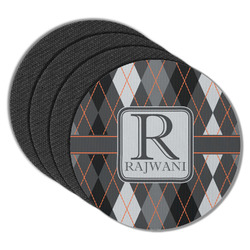 Modern Chic Argyle Round Rubber Backed Coasters - Set of 4 (Personalized)