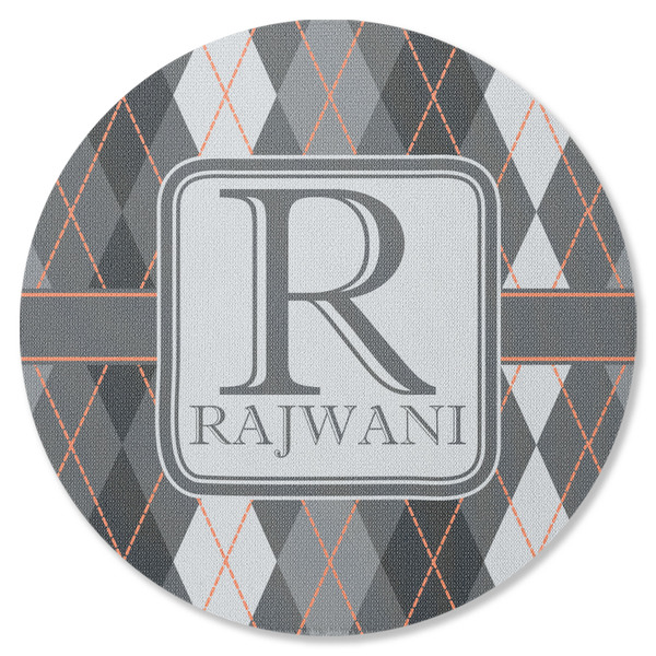 Custom Modern Chic Argyle Round Rubber Backed Coaster (Personalized)