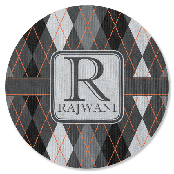 Modern Chic Argyle Round Coaster Rubber Back - Single