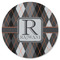 Modern Chic Argyle Round Rubber Backed Coaster (Personalized)