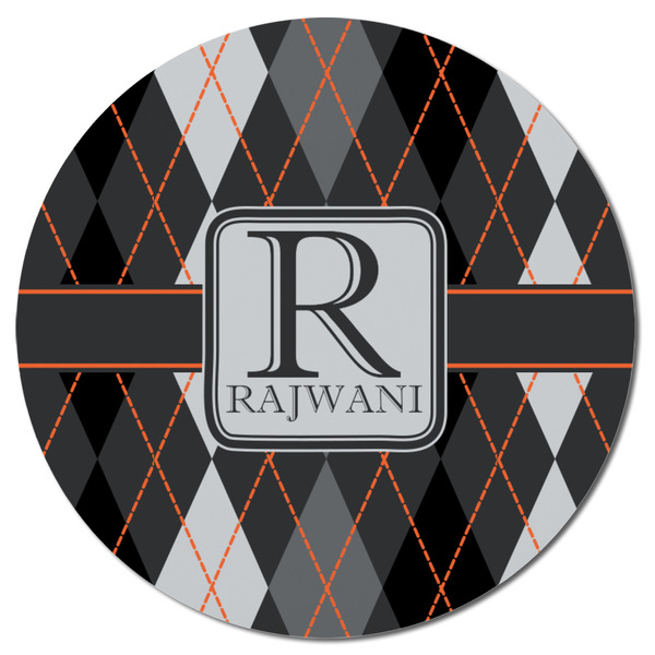 Modern Chic Argyle Round Fridge Magnet - FRONT