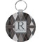 Modern Chic Argyle Round Plastic Keychain (Personalized)