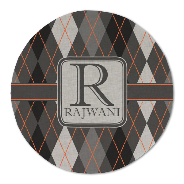 Custom Modern Chic Argyle Round Linen Placemat (Personalized)