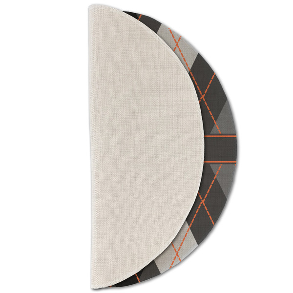 Modern Chic Argyle Round Linen Placemats - HALF FOLDED (single sided)