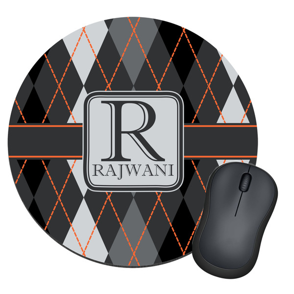Custom Modern Chic Argyle Round Mouse Pad (Personalized)