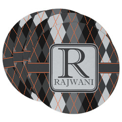 Modern Chic Argyle Round Paper Coasters w/ Name and Initial