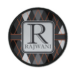 Modern Chic Argyle Iron On Round Patch w/ Name and Initial