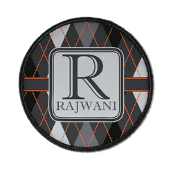 Modern Chic Argyle Iron On Round Patch w/ Name and Initial