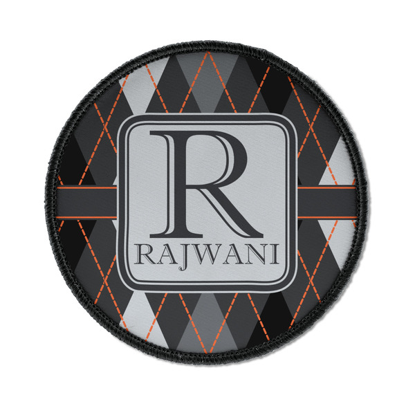 Custom Modern Chic Argyle Iron On Round Patch w/ Name and Initial
