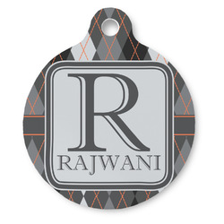 Modern Chic Argyle Round Pet ID Tag (Personalized)