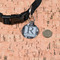 Modern Chic Argyle Round Pet ID Tag - Small - In Context
