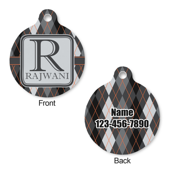 Modern Chic Argyle Round Pet Tag - Front & Back