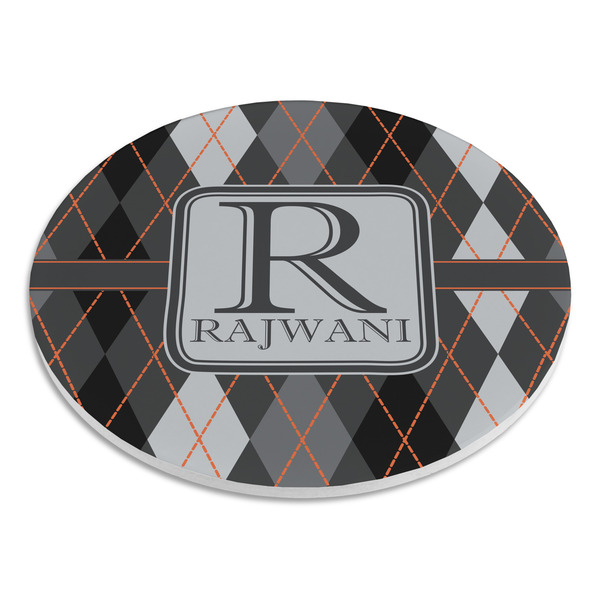 Modern Chic Argyle Round Stone Trivet - Angle View