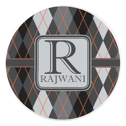 Modern Chic Argyle Round Stone Trivet (Personalized)