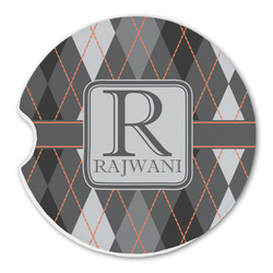 Modern Chic Argyle Sandstone Car Coaster - Single (Personalized)