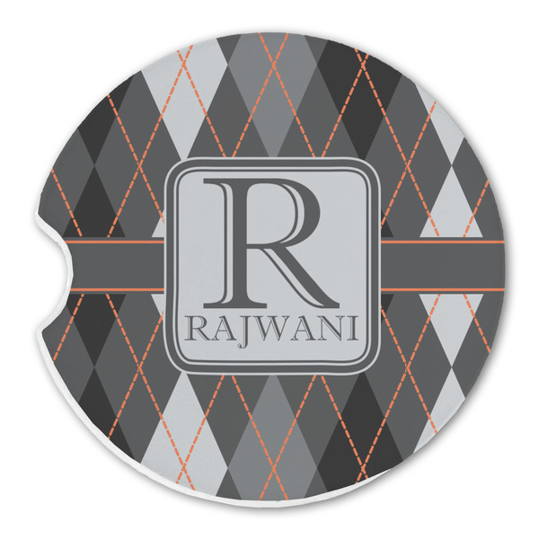 Custom Modern Chic Argyle Sandstone Car Coaster - Single (Personalized)