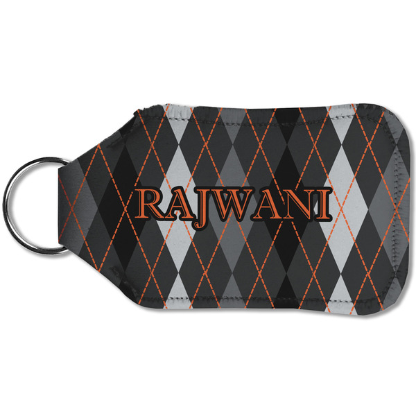 Modern Chic Argyle Sanitizer Holder Keychain - Small (Back)