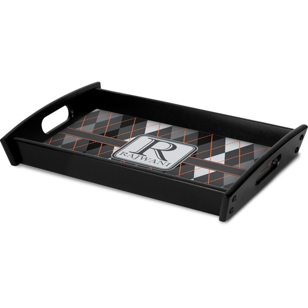 Modern Chic Argyle Serving Tray Black - Corner