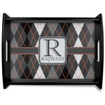 Modern Chic Argyle Black Wooden Tray - Large (Personalized)