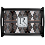 Modern Chic Argyle Black Wooden Tray - Small (Personalized)