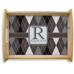 Modern Chic Argyle Natural Wooden Tray - Large (Personalized)
