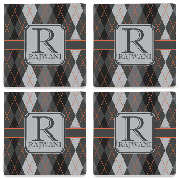 Modern Chic Argyle Set of 4 Sandstone Coasters - See All 4 View
