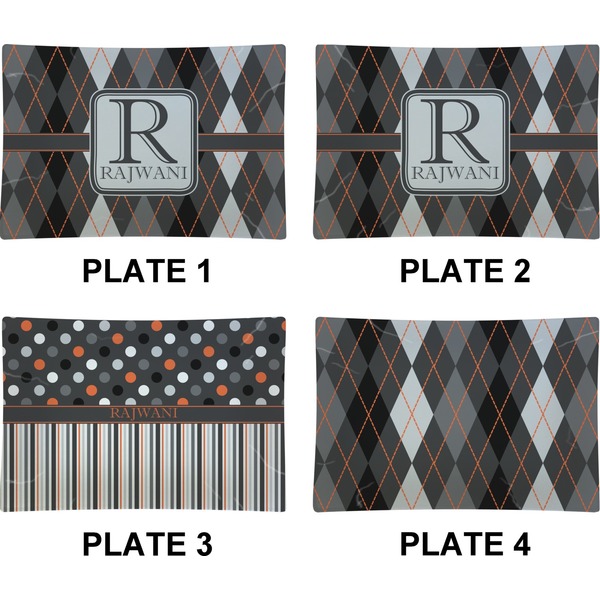 Modern Chic Argyle Set of Rectangular Appetizer / Dessert Plates (Approval)