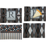 Modern Chic Argyle Set of 4 Glass Rectangular Appetizer / Dessert Plate (Personalized)