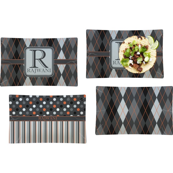 Modern Chic Argyle Set of Rectangular Dinner Plates