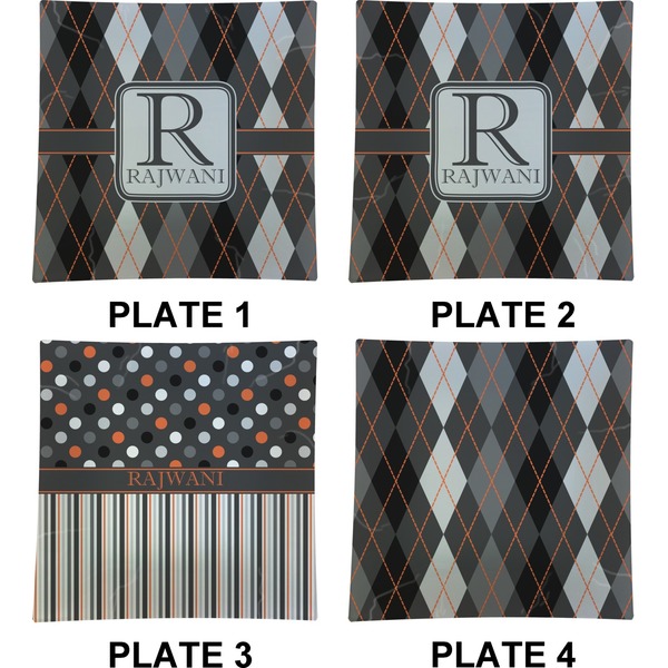 Modern Chic Argyle Set of Square Dinner Plates (Approval)