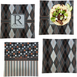 Modern Chic Argyle Set of 4 Glass Square Lunch / Dinner Plate 9.5" (Personalized)