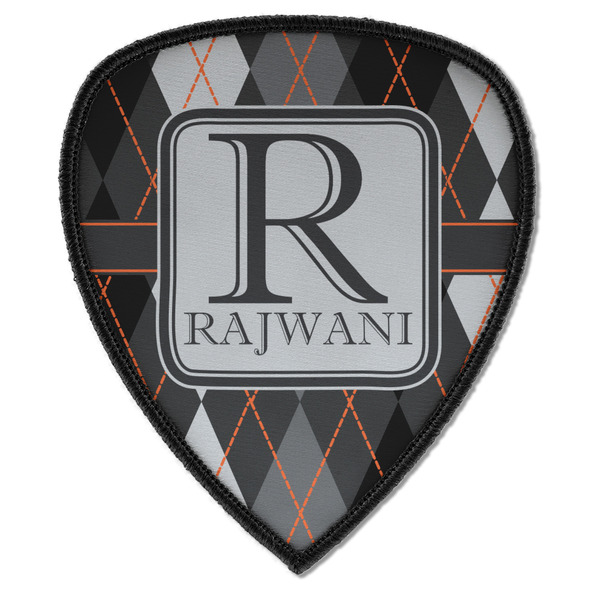 Custom Modern Chic Argyle Iron on Shield Patch A w/ Name and Initial