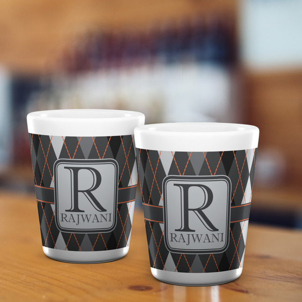 Modern Chic Argyle Shot Glass - White - LIFESTYLE