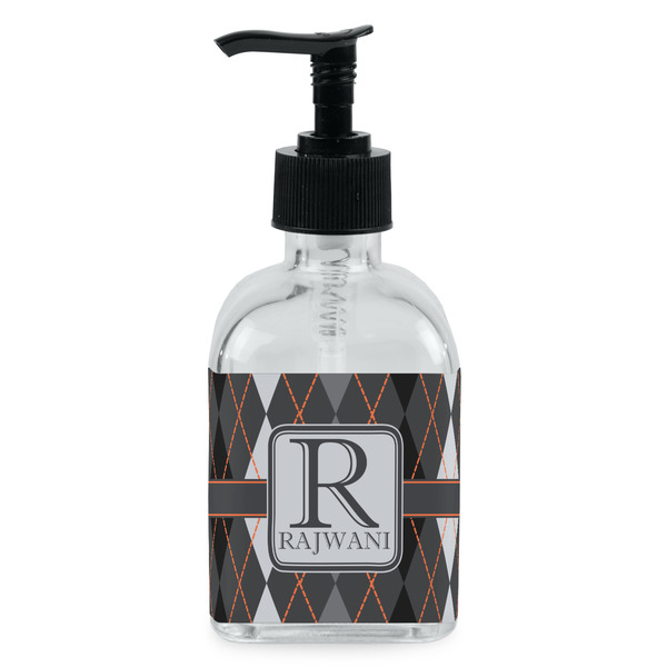 Custom Modern Chic Argyle Glass Soap & Lotion Bottle - Single Bottle (Personalized)