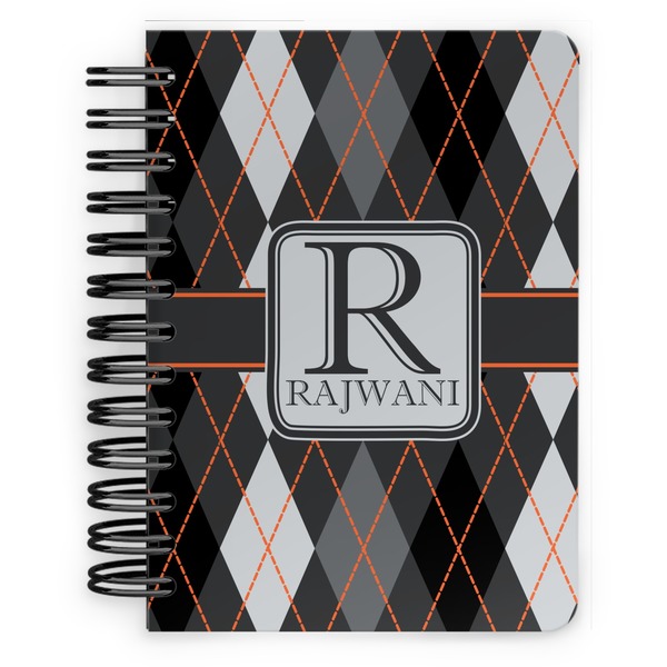 Custom Modern Chic Argyle Spiral Notebook - 5x7 w/ Name and Initial