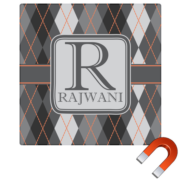 Custom Modern Chic Argyle Square Car Magnet - 6" (Personalized)