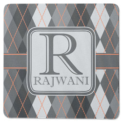 Modern Chic Argyle Square Rubber Backed Coaster (Personalized)