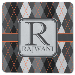 Modern Chic Argyle Square Rubber Backed Coaster (Personalized)