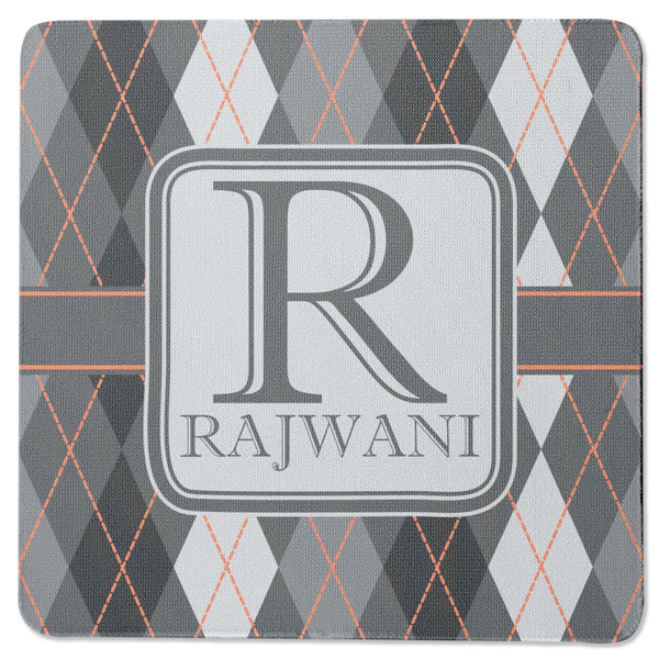 Custom Modern Chic Argyle Square Rubber Backed Coaster (Personalized)