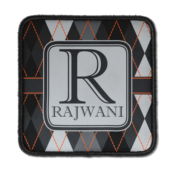 Custom Modern Chic Argyle Iron On Square Patch w/ Name and Initial
