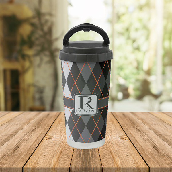 Modern Chic Argyle Stainless Steel Travel Cup Lifestyle