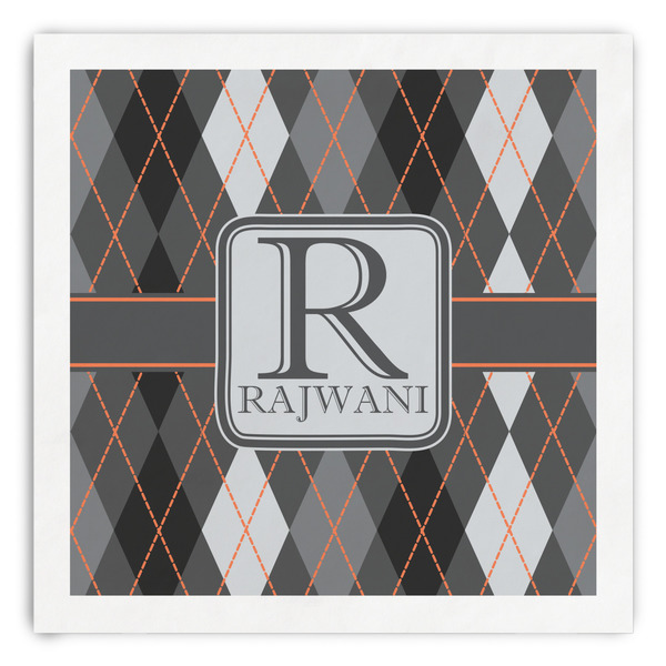 Custom Modern Chic Argyle Paper Dinner Napkins (Personalized)