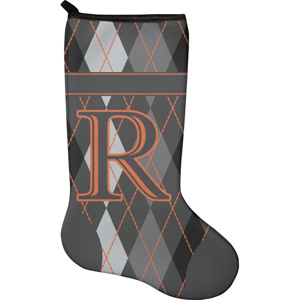 Custom Modern Chic Argyle Holiday Stocking - Neoprene (Personalized)
