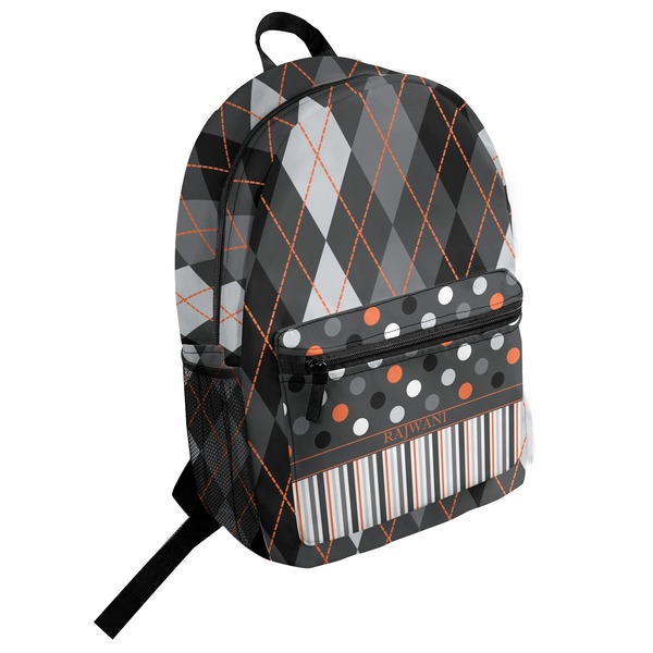 Custom Modern Chic Argyle Student Backpack (Personalized)