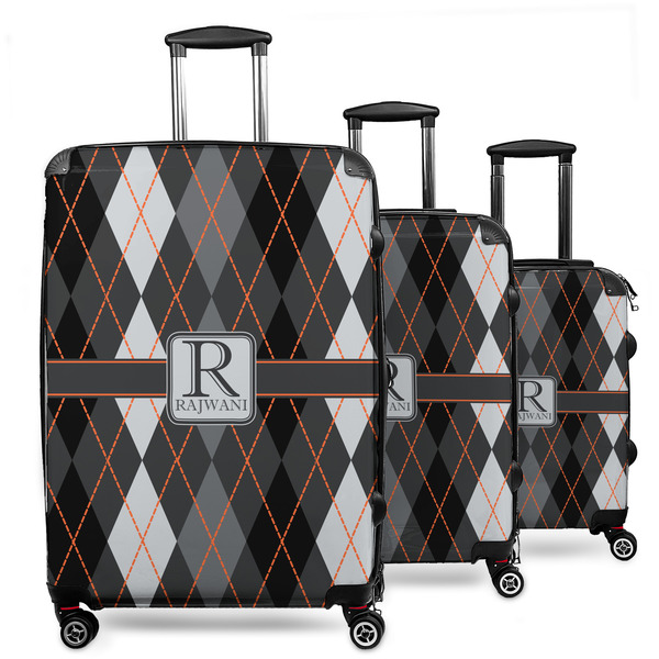 Custom Modern Chic Argyle 3 Piece Luggage Set - 20" Carry On, 24" Medium Checked, 28" Large Checked (Personalized)